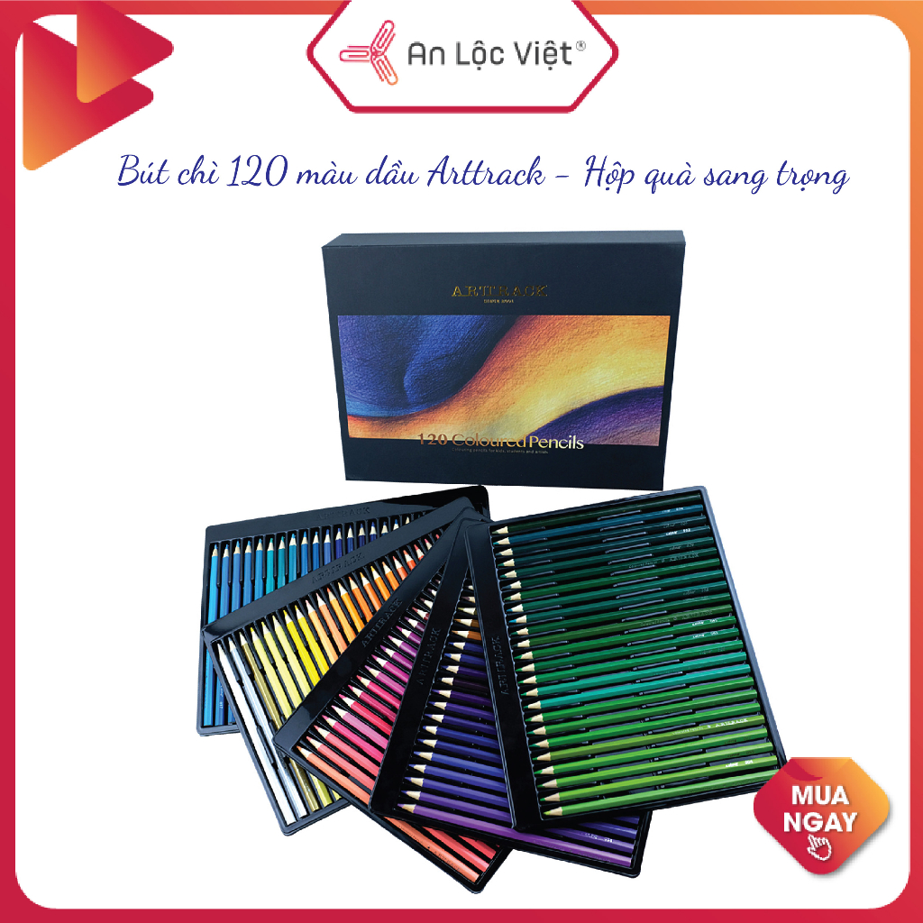 BỘ BÚT CHÌ MÀU DẦU ARTTRACK VẼ TRANH - HỘP 48 MÀU, 72 MÀU, 120 MÀU, VẼ ÊM NÉT- BỀN MÀU