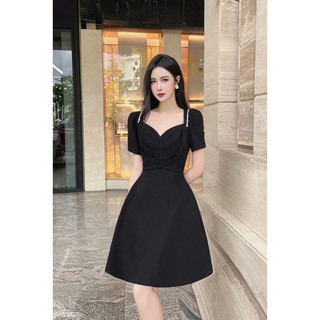 Đầm dự tiệc công sở eo cách điệu vai đính đá sang trọng Amera dress