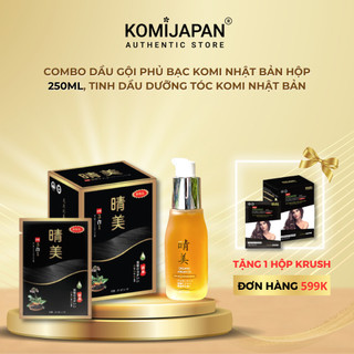 Combo Hộp gói nhuộm tóc phủ bạc (250ml) và Dầu dưỡng tóc hương nước hoa Komi Nhật Bản (50ml)