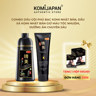 Bộ Dầu gội phủ bạc nhuộm tóc thảo dược 500ml & Dầu xả cho tóc nhuộm hương nước hoa Komi Nhật Bản 280gr