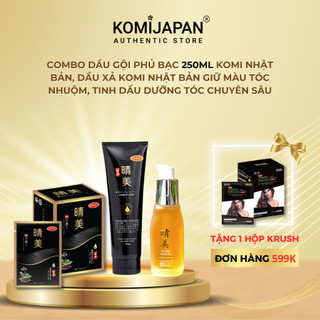 Combo Hộp gói dầu gội nhuộm tóc thảo dược & Dầu xả, dầu dưỡng dành cho tóc nhuộm Komi Nhật Bản (250ml+280gr+50ml)