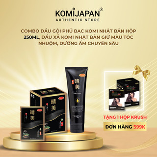 Bộ dầu gội phủ bạc nhuộm tóc thảo dược thiên nhiên 250ml & Dầu xả cho tóc nhuộm Komi Nhật Bản 280gr
