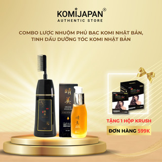 Combo Lược nhuộm phủ bạc nhuộm tóc thảo dược 350ml & dầu dưỡng tóc hương nước hoa Komi Nhật Bản 50ml