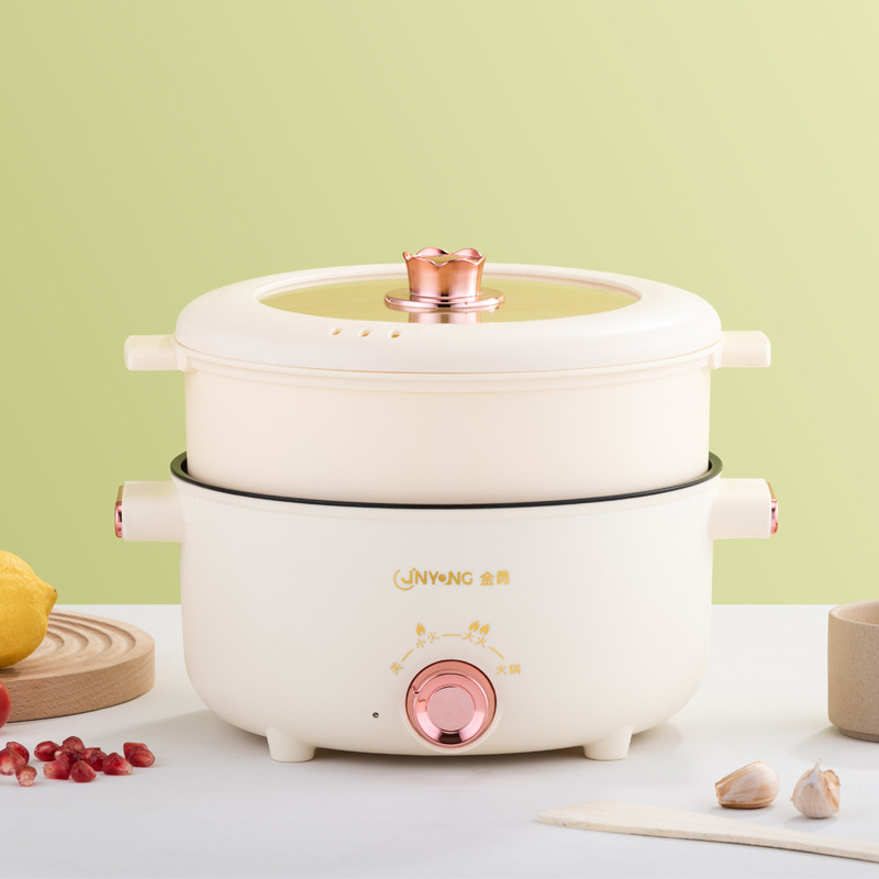 Nồi lẩu điện 2 tầng 3,5 lít kèm xửng hấp có thể dùng chiên xào nấu đa năng tiết kiệm điện cho 4-5 người