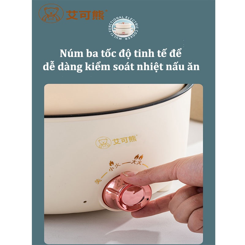 Nồi lẩu điện 2 tầng 3,5 lít kèm xửng hấp có thể dùng chiên xào nấu đa năng tiết kiệm điện cho 4-5 người