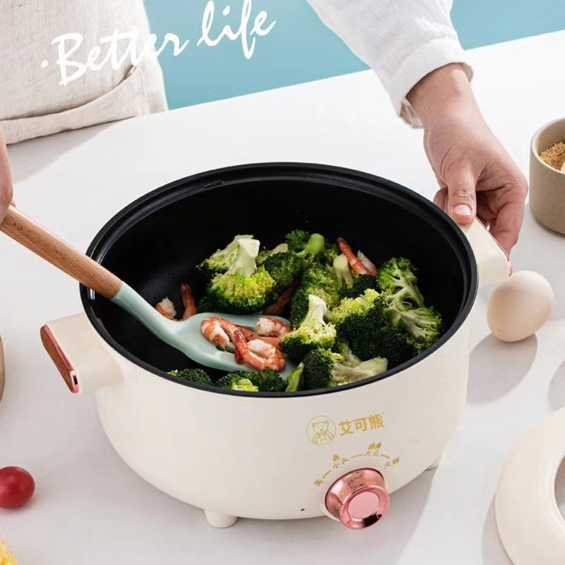 Nồi lẩu điện 2 tầng 3,5 lít kèm xửng hấp có thể dùng chiên xào nấu đa năng tiết kiệm điện cho 4-5 người