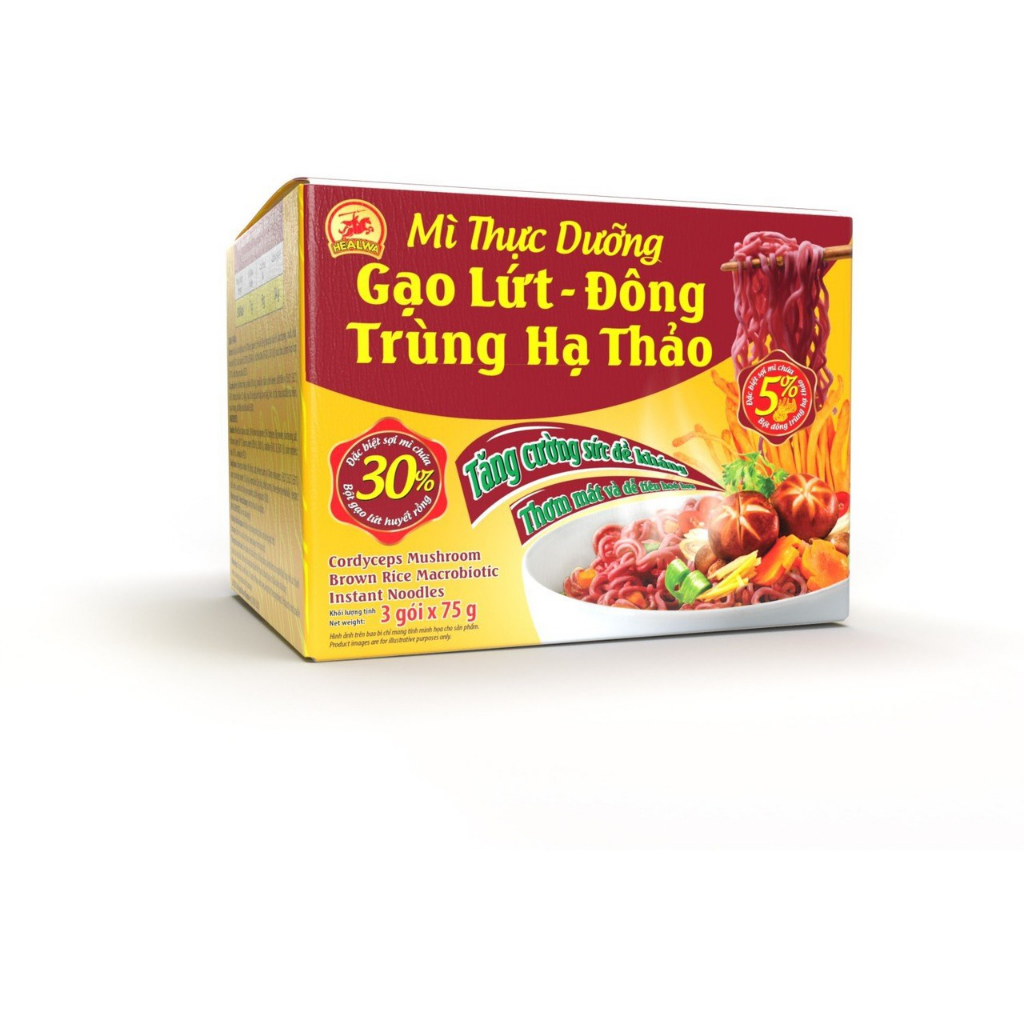 Combo mì gạo lứt Healwa 6 gói kèm mật ong đông trùng 3 lọ quà tặng sức khỏe