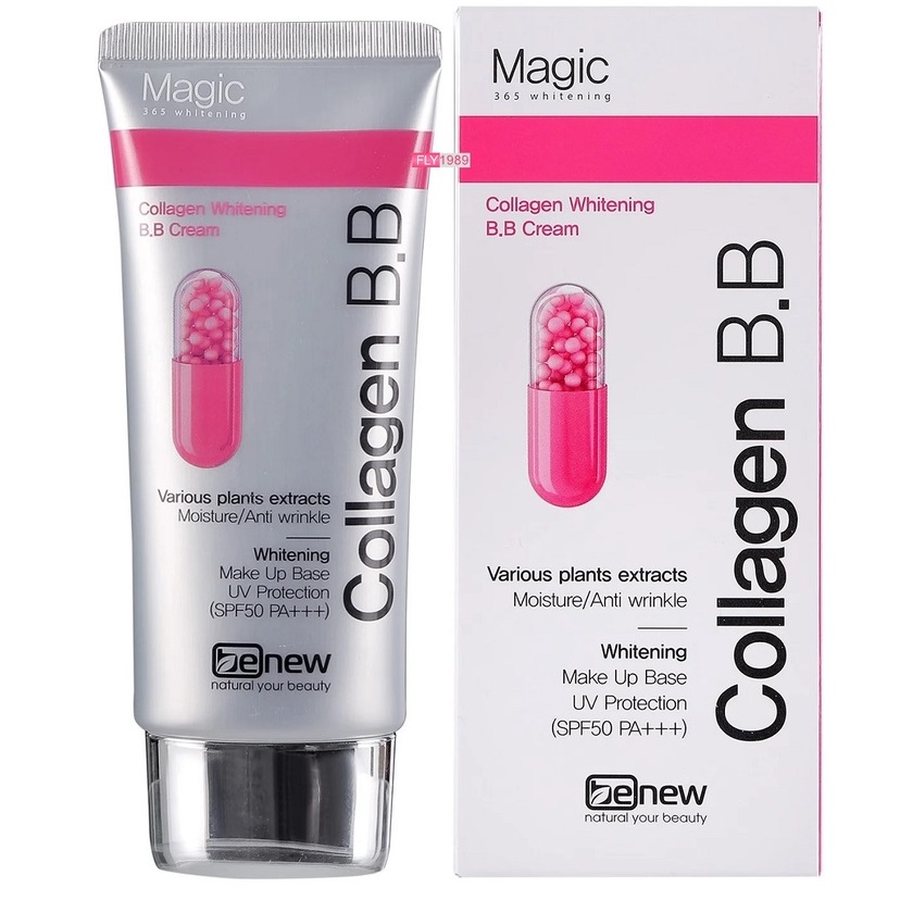 Combo 2 Tuýp Kem Nền BB Cream Siêu Mịn, Lâu Trôi Ma thuật - Benew B.B Collagen Whitening 50ml/ Tuýp Hàn quốc