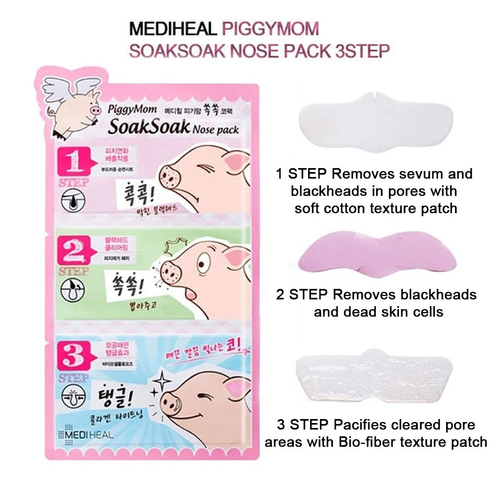 Lột Mụn 3 Bước Mediheal PiggyMom Soak Soak Nose Pack