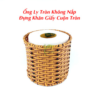 Ống Ly Tròn Đựng Khăn Giấy Tròn Cuộn, Ống Ly Mây Đựng Chén Chấm Dụng Cụ Bàn Ăn