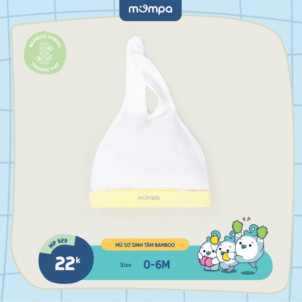 SET Mũ bao tay chân sơ sinh cho bé Mompa 0 - 6 tháng vải sợi tre Bamboo tăm co giãn MP 929 MP 930