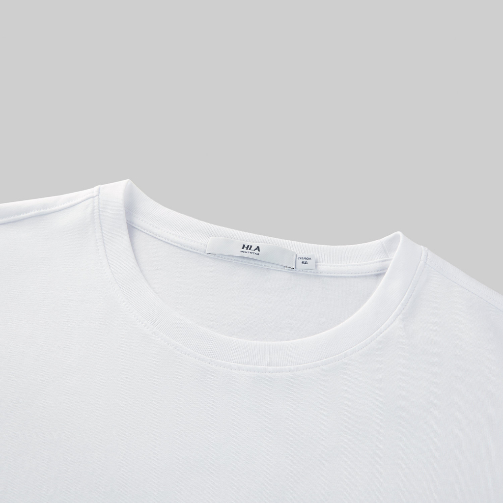 HLA - Áo thun nam ngắn tay logo chữ đơn giản công nghệ icetech mát lạnh Cool & breathable icy cotton T-shirt