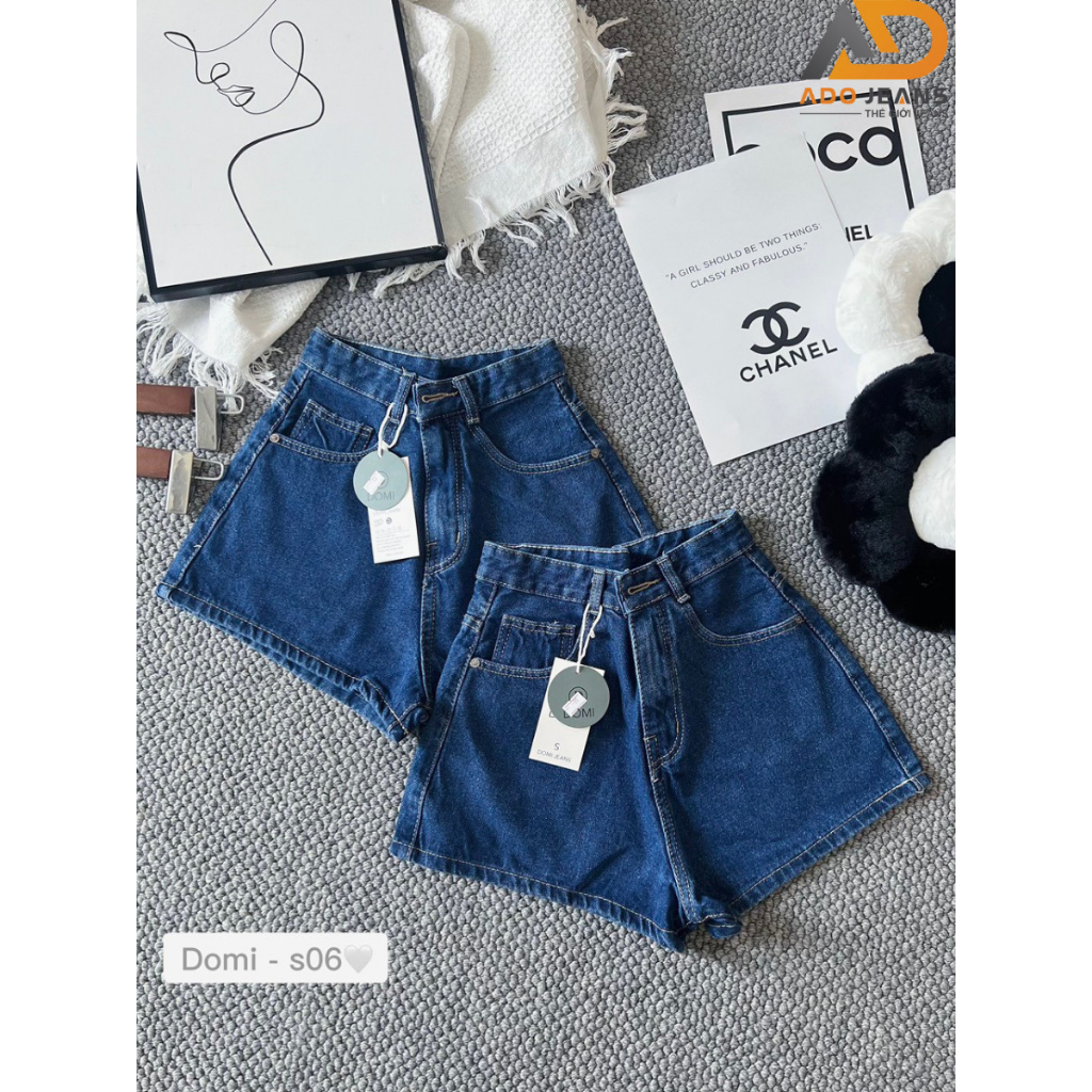 Quần short Jean trắng cạp cao thời trang mùa Hè phong cách Hàn Quốc cho nữ (S15)