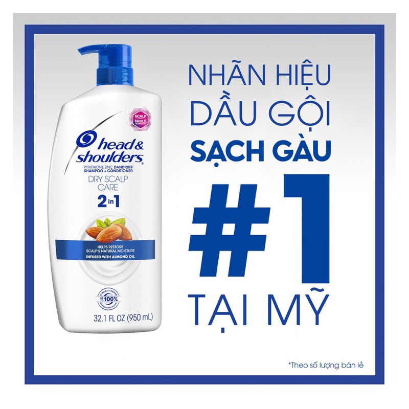 Gội xả 2in1 Head & shouder nhiều mùi hương 930ml/950ml