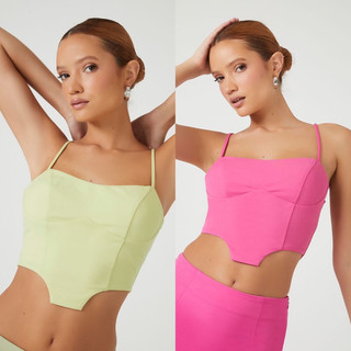 Áo Croptop 2 Dây Vạt Vuông Hot Pink/Green - Bustier Cropped Cami