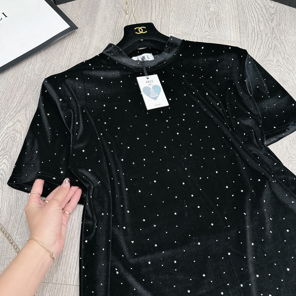 Áo nhung dấu quần nhũ đá siêu hot hit BN124