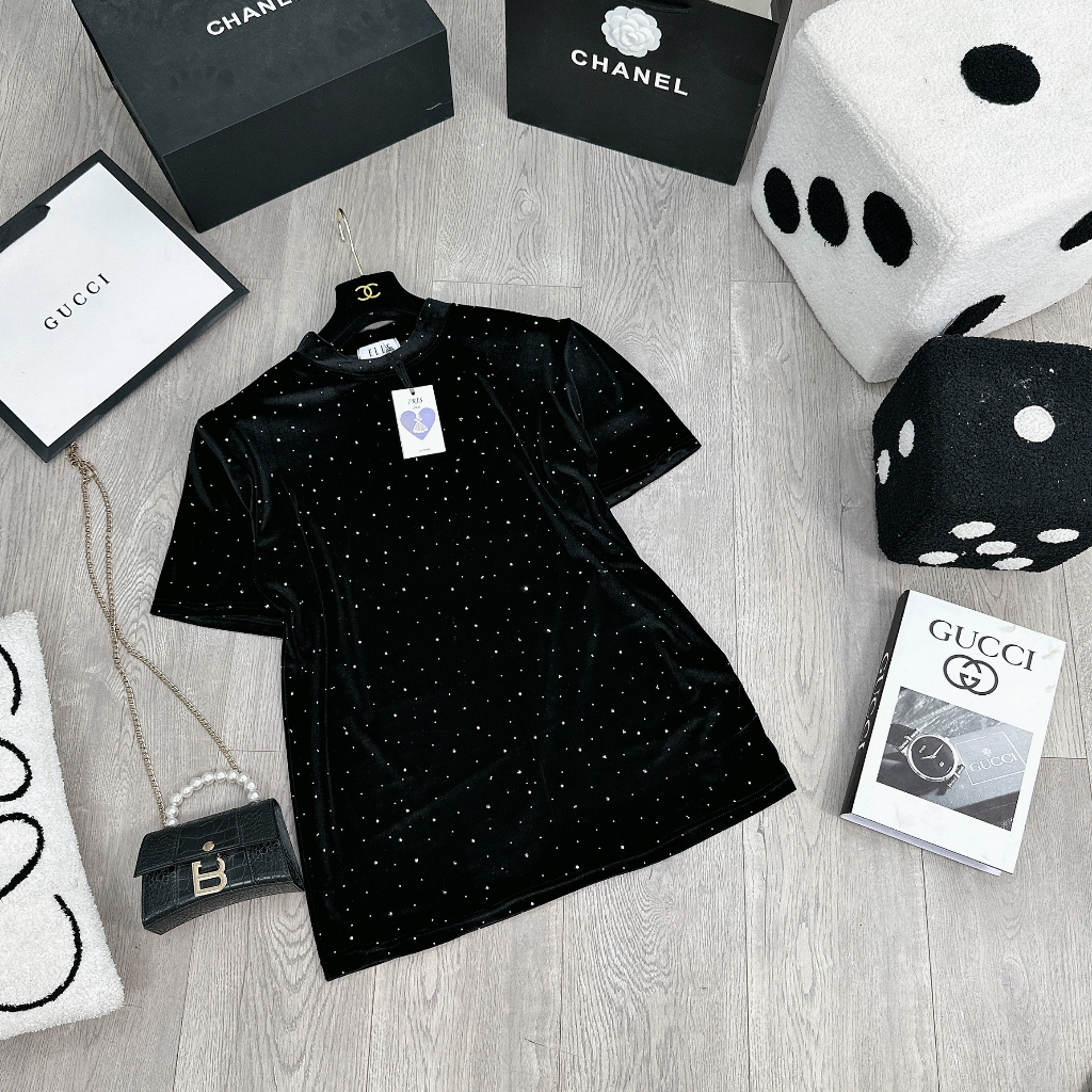 Áo nhung dấu quần nhũ đá siêu hot hit BN124