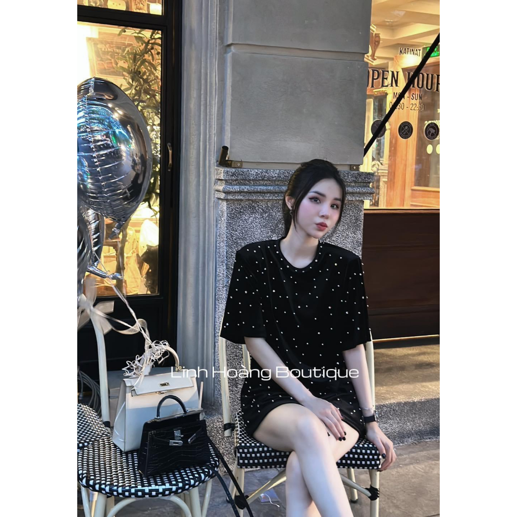 Áo nhung dấu quần nhũ đá siêu hot hit BN124