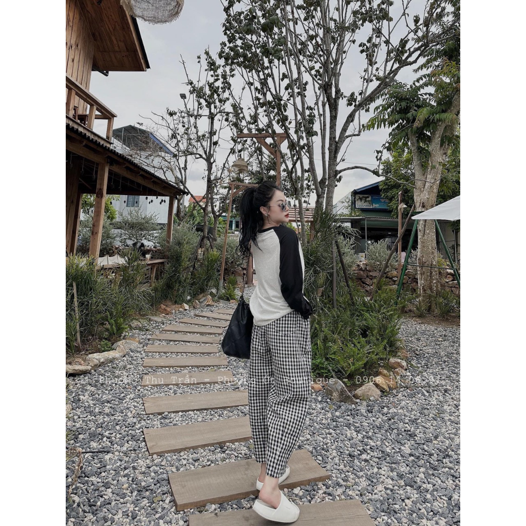 Set áo micky áo phông kẻ phối quần thô HN527