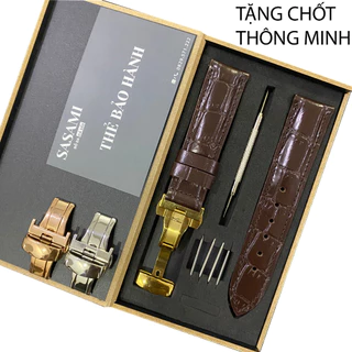 D1. Dây đồng hồ DA BÒ DẬP VÂN,SẢN PHẨM GỒM : 1 DÂY + 1 KHÓA, TẶNG 1 HỘP, 2 CHỐT và 1 CÂY THAY DÂY