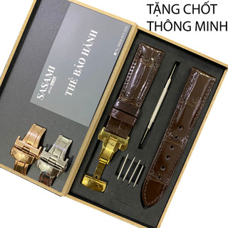 D2. Dây đồng hồ nam DA CÁ SẤU Vân Trúc SẢN PHẨM GỒM : 1 DÂY + 1 KHÓA, TẶNG 1 HỘP, 2 CHỐT và 1 CÂY THAY DÂY
