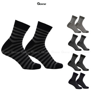 Tất nam cổ trung đi giày tây GOMTAT mẫu sọc ngang, chất liệu cotton mềm mại, hút ẩm, thoáng khí  -GOM-MIX08-1DOI