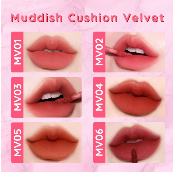 Son Kem Lì mịn mướt bền màu Black Rouge Muddish Cushion Velvet MV01 MV02 MV03 MV04 MV05 MV06 34.8g