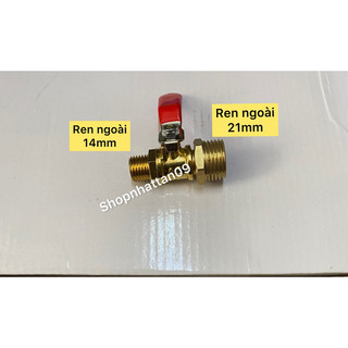 Khoá van đồng ren 21mm - 14mmdùng cho máy nén khí - ống nước