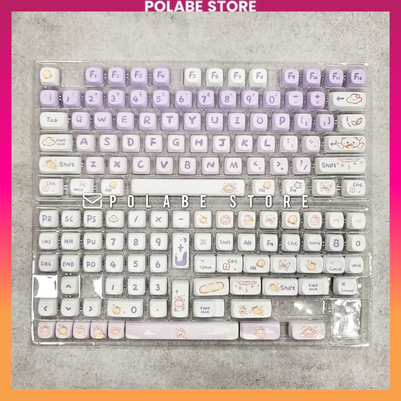 Keycap MOA Purple Rabbit RED Profile chất liệu PBT dyesub dùng trên nhiều layout bàn phím cơ - Polabe Store