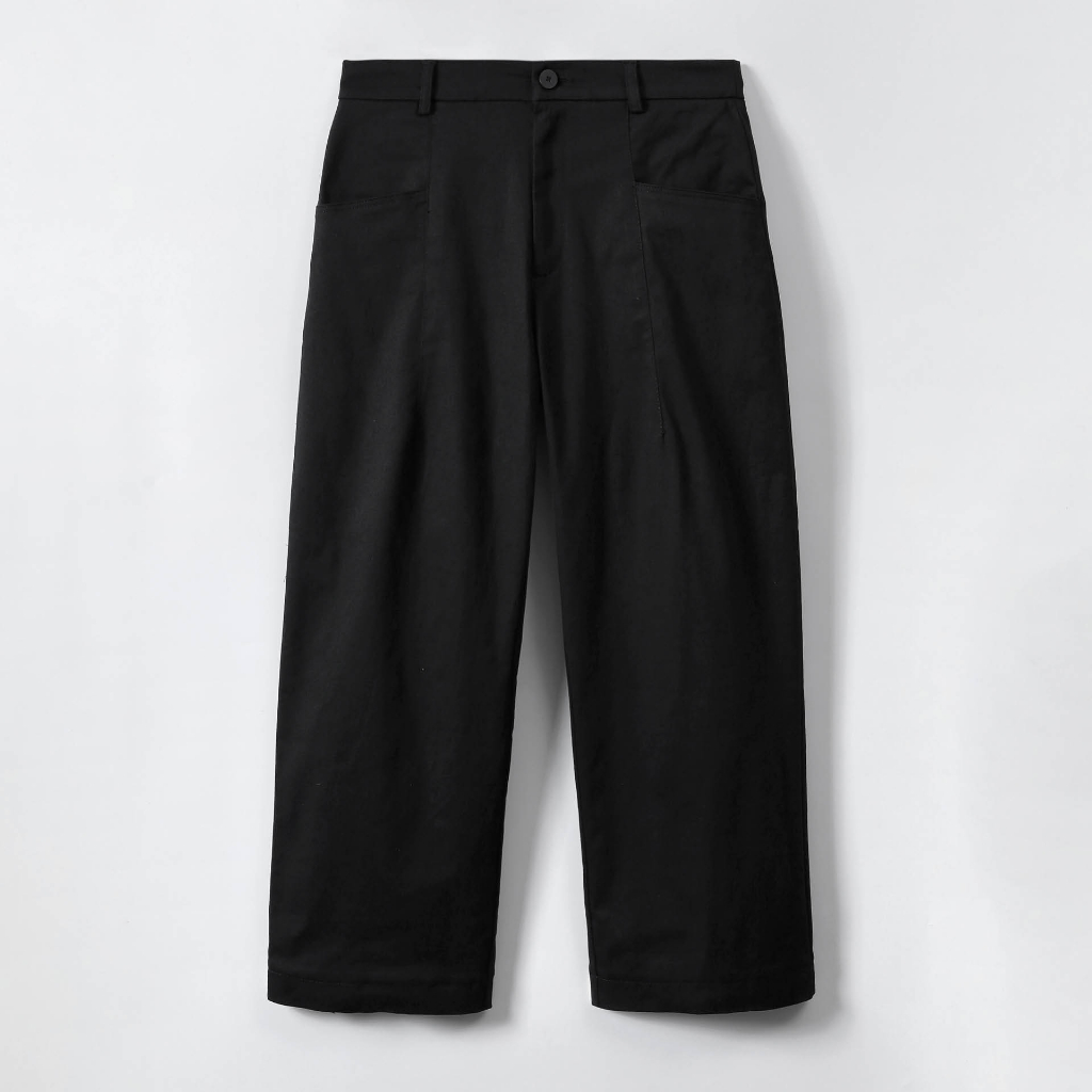 TimTay Quần Dài Nam Dạng Lửng Ống Suông Rộng Xếp Ly Khaki 100% Cotton