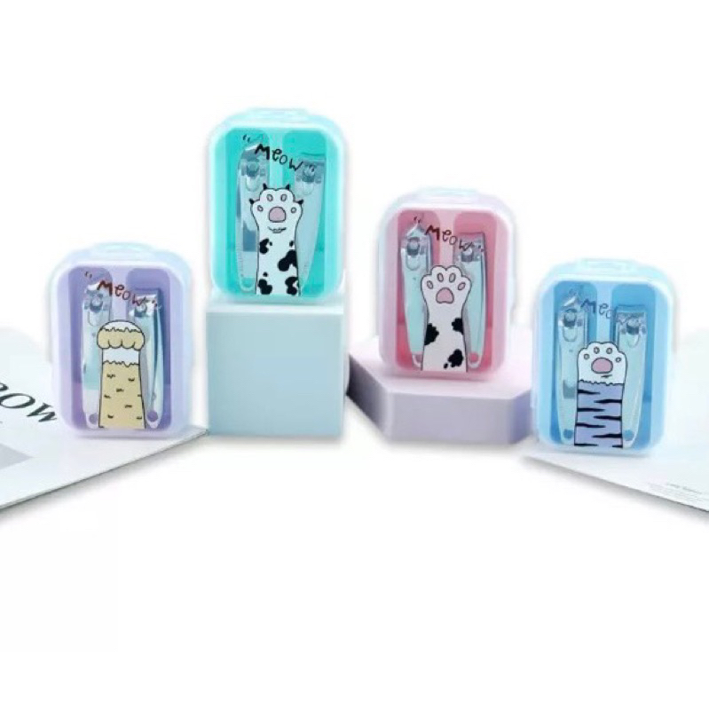 Set 2 Bấm Móng Tay Cute Hộp Nhựa, hộp 2 bấm móng tay
