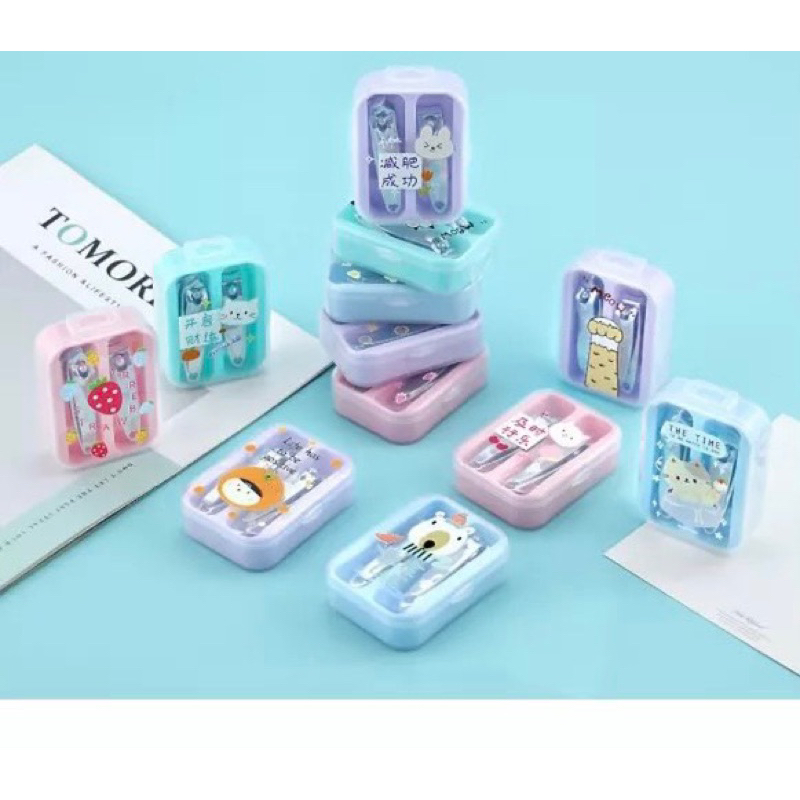 Set 2 Bấm Móng Tay Cute Hộp Nhựa, hộp 2 bấm móng tay