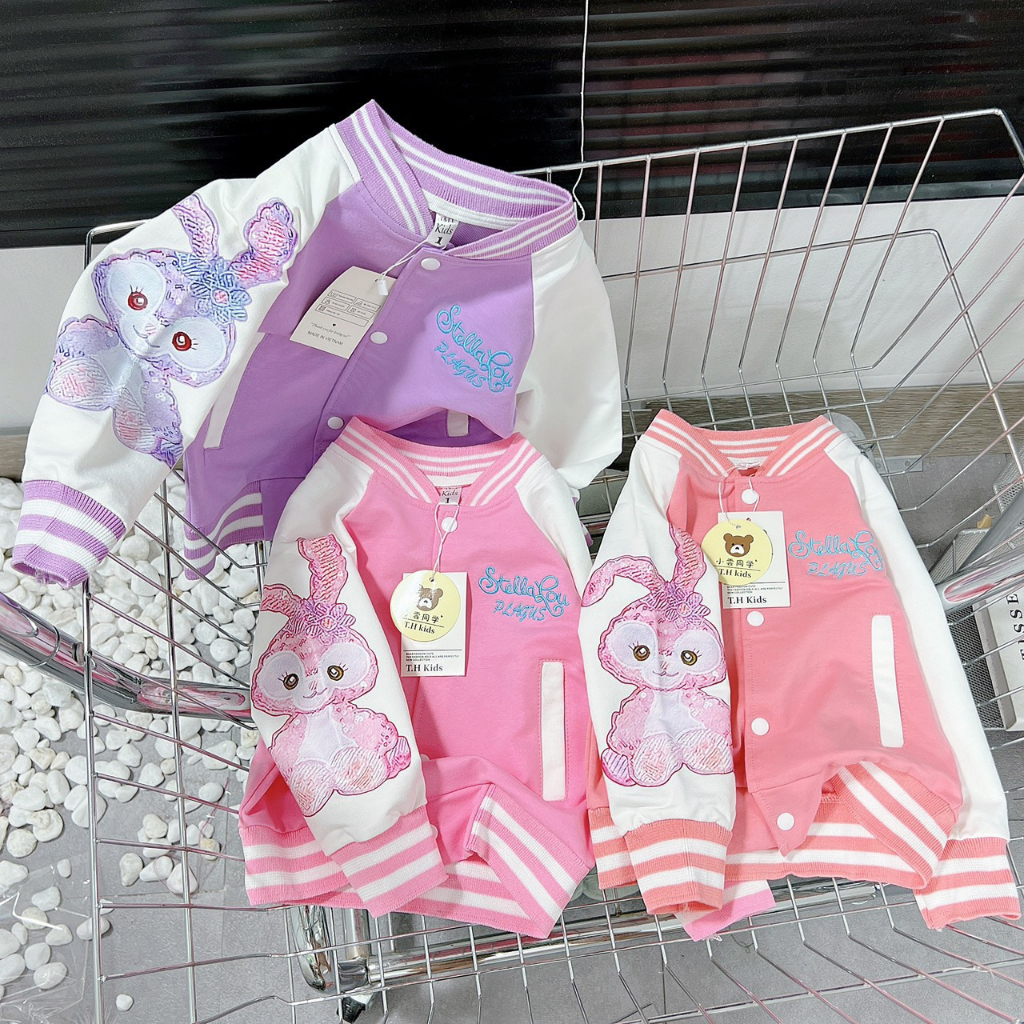 Áo khoác da cá tàu xịn cho bé gái thu đông