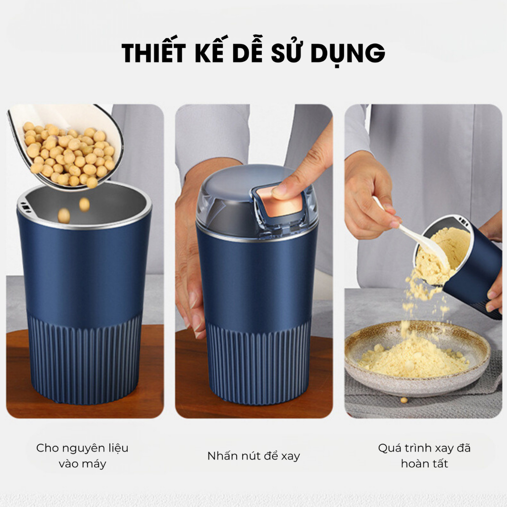 Máy Xay Hạt Khô Siêu Mịn Công Suất 300W, Xay Cà Phê, Xay Hạt Khô Làm Bột Sữa Hạt, Bột Ăn Dặm Cho Bé - Aichi House