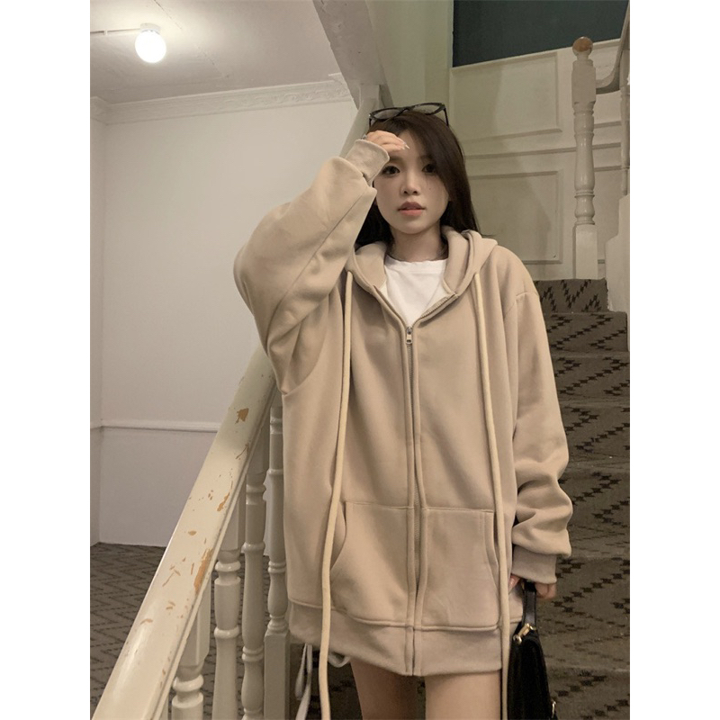 Áo Khoác Nỉ Hoodie Zip Basic Dây To Áo Khoác Chất Nỉ Form To Unisex Tay Bồng Mũ Hot Ulzzang