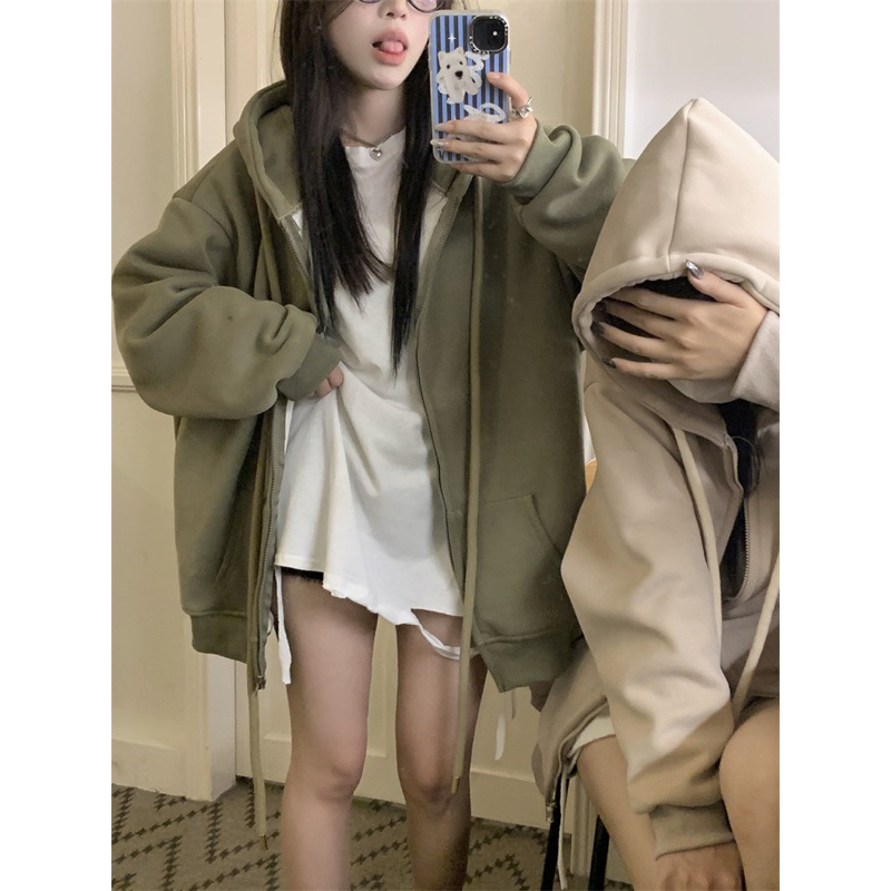 Áo Khoác Nỉ Hoodie Zip Basic Dây To Áo Khoác Chất Nỉ Form To Unisex Tay Bồng Mũ Hot Ulzzang
