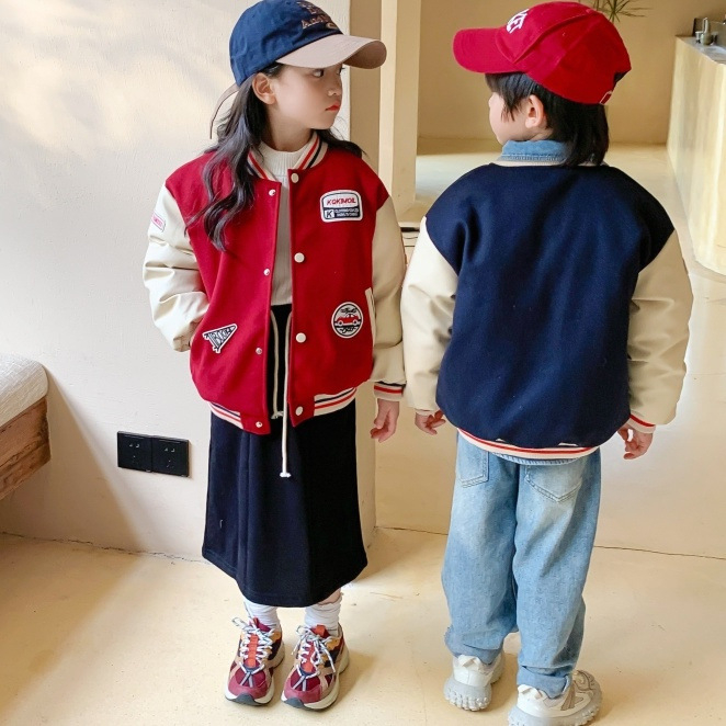 Áo Khoác Bomber Bóng Chày Phong Cách Hàn Quốc Cho Bé Trai Bé Gái Trẻ Em Mặc Thu Đông CAFE_BABY087