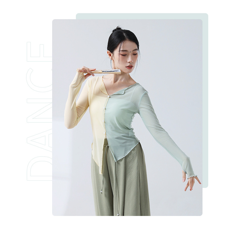 Áo múa cổ trang/múa Trung Quốc hai màu, xỏ tay