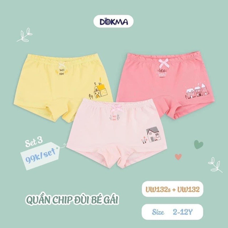 DOKMA Set 3 Quần chip đùi bé gái 2-12Y
