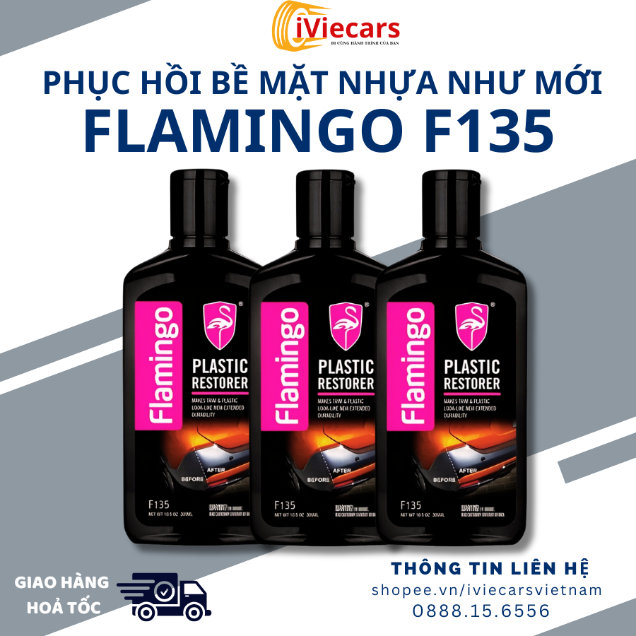 Chai phục hồi bề mặt nhựa như mới Flamingo F135 Plastic Restorer dung tích 300ml