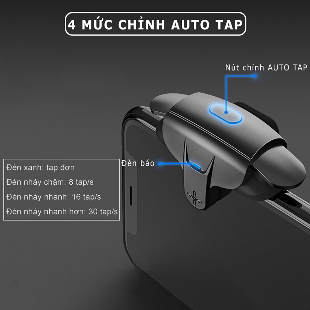 Nút bấm auto tap MEMO AK05 chơi game điện thoại 4 chế độ ghìm tâm dễ dàng phong cách gaming Freefire PUBG COD FF