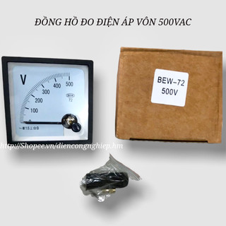Đồng hồ đo điện áp vôn 500vac bew-72, vôn kế đo điện trực tiếp kích thước mặt 72x72mm