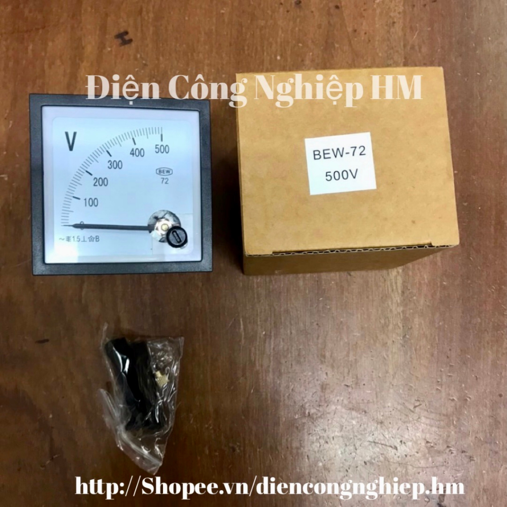 Đồng hồ đo điện áp Vôn 500VAC BEW-72, Vôn kế đo điện trực tiếp kích thước mặt 72x72mm