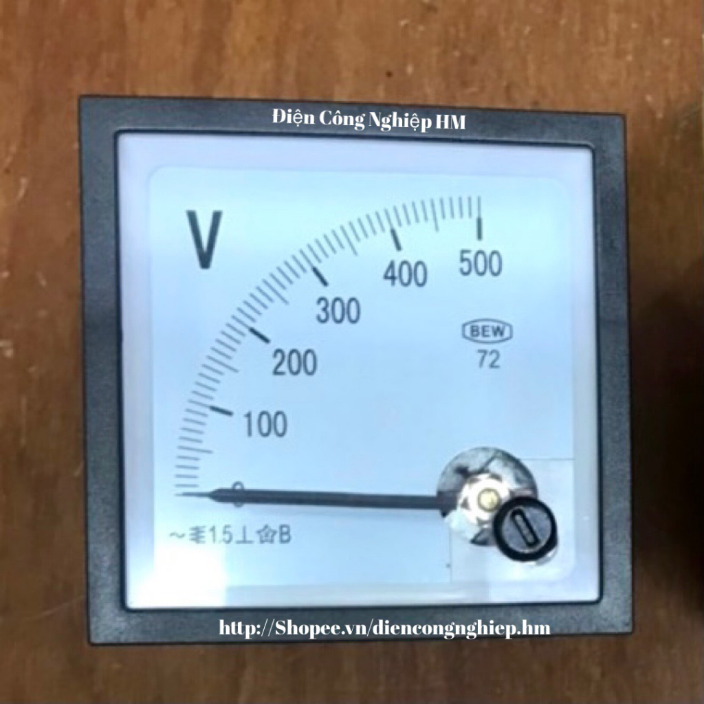 Đồng hồ đo điện áp Vôn 500VAC BEW-72, Vôn kế đo điện trực tiếp kích thước mặt 72x72mm