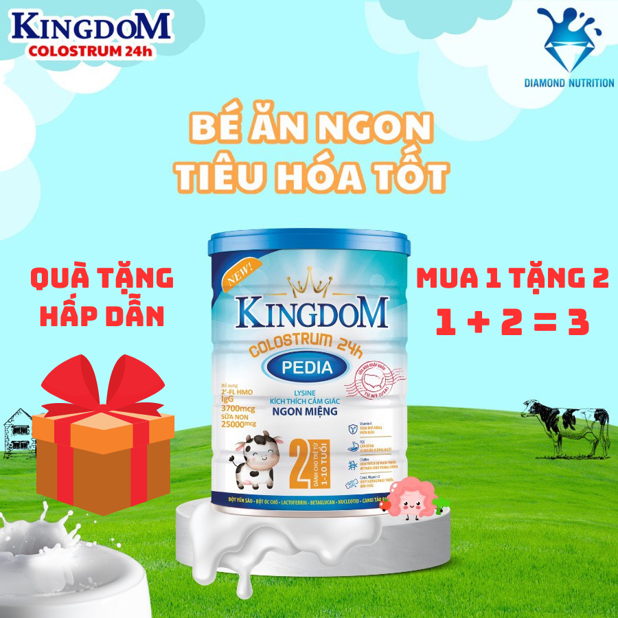 (Mua Sữa Tặng Tả Mijuku) Sữa Bột Kingdom Colostrum 24h Pedia 900g (1 – 10 tuổi) (Hàng chính hãng 100