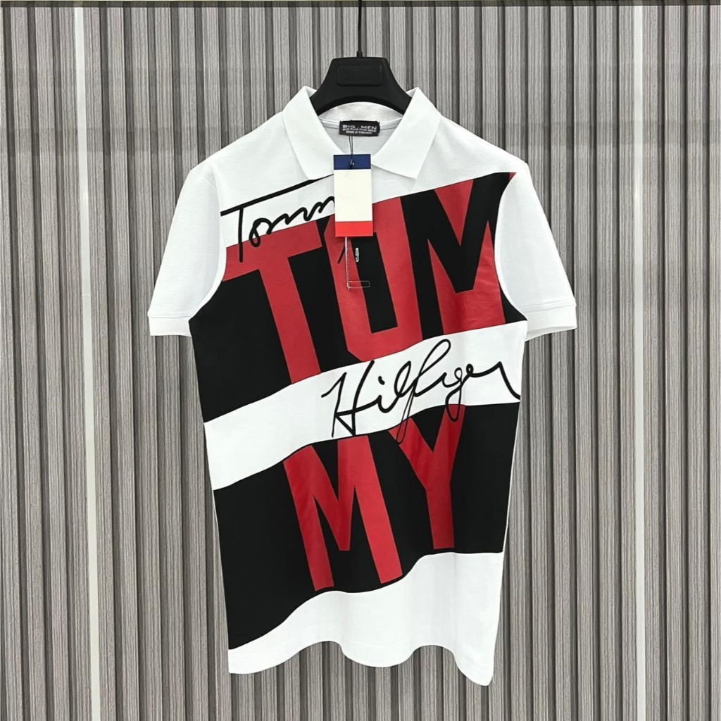 Big size - Áo thun polo in T O M M Y chất vải 4 chiều co giãn bigsize <135kg