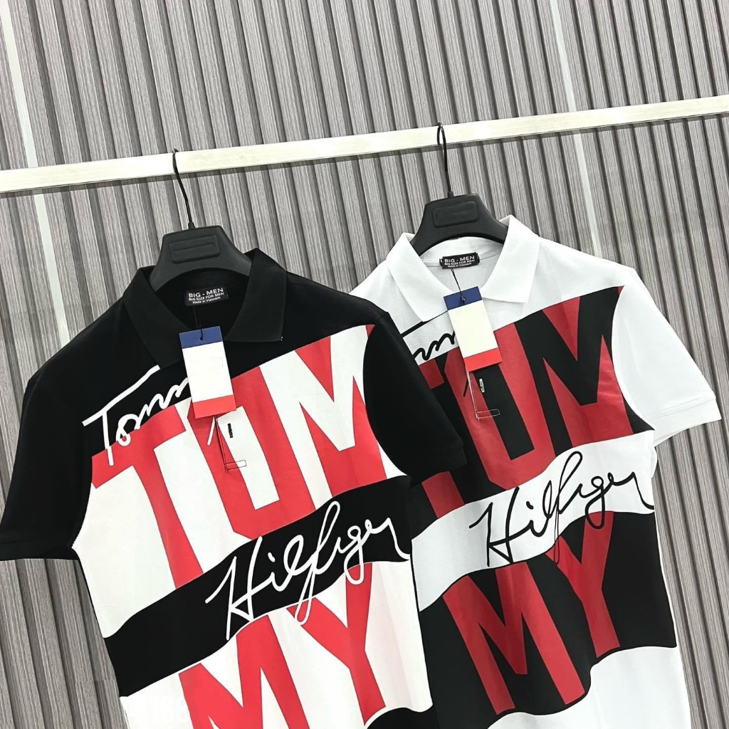 Big size - Áo thun polo in T O M M Y chất vải 4 chiều co giãn bigsize <135kg