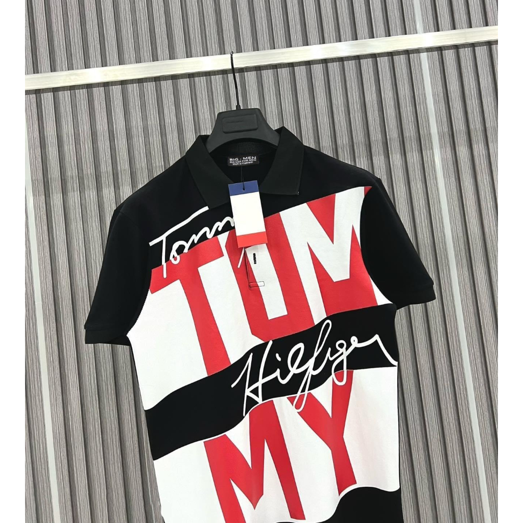 Big size - Áo thun polo in T O M M Y chất vải 4 chiều co giãn bigsize <135kg