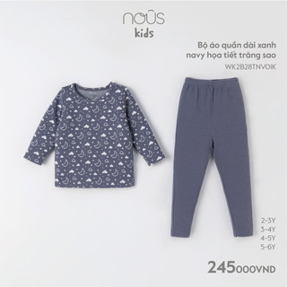 NOUS - Bộ áo quần dài xanh navy họa tiết trăng sao - Nu Kids - 2Y 3Y 4Y 5Y - SS23.9