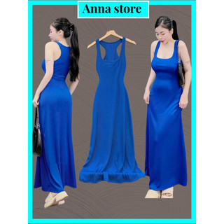 Đầm maxi ba lỗ xòe rộng rãi chất gân M1067